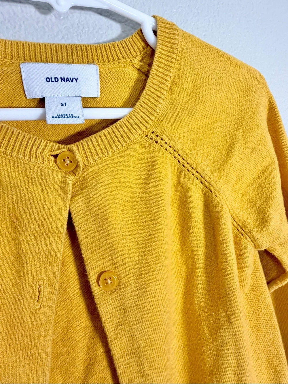 Old Navy Cardigan Yellow Mustard Knit Button-Front Crewneck Fall Sweater Girl 5T